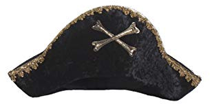 Great Pretenders Captain Hook Pirate Hat for Kids, One Size Fits All | Classic Pirate Costume Accessory for Dress-Up Play