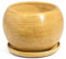 Keramik Blumentopf mit Untersetzer Unikat Kugel handbemalt D 180 mm hell braun