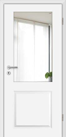 HORI® Zimmertür Estella 2 Weisslack quer satiniert ESG | Innentüre, Türblatt, passende für alle Standard Zargen mit DIN Größe I 1985 x 860 mm I DIN Rechts