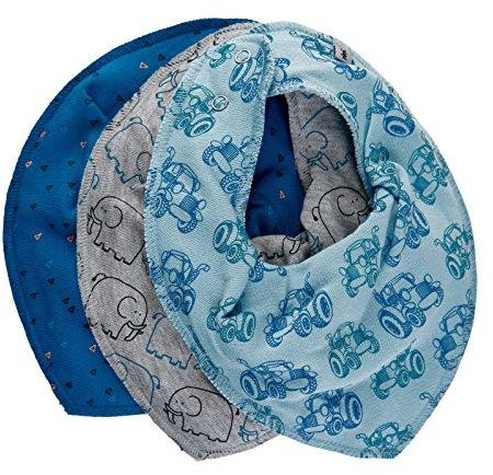 PIPPI Bandana Bib (3er Pack), Babero triangular Bebé-Niños, opacity, Light dusty blue, Taglia unica