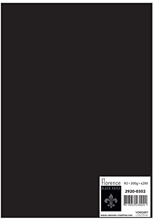 Florence Tonkarton Schwarz - Bastelkarton A5 - Bastelpapier 200x - Scrapbook Papier für Karten Basteln, Stanzen und Papierbasteleien - Bastelset Glatte