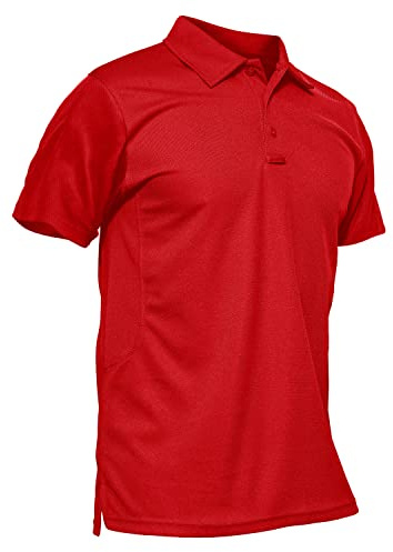 KEFITEVD Polos de Secado Rápido para Hombre Camisetas de Pesca Ligeras de Verano,Tomate Rojo,XXL