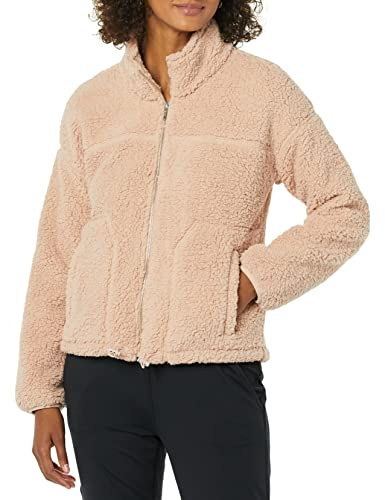 Amazon Essentials Chaqueta Sherpa de Forro Polar con Cremallera para Mujer, Cuello Alto, Color Rubor, Talla XXL