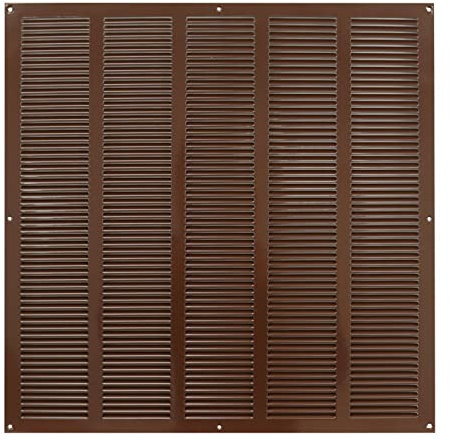 Griglia di ventilazione in metallo marrone, 500 mm x 500 mm, con zanzariera – rete anti-insetti / moderna copertura piatta
