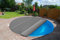 SafeDeluxe Runde Poolplane SafeDeluxe Poolabdeckung Stangenabdeckung aus LKW Plane ohne Stangen (Durchmesser der Plane = 450cm, Grau RAL7037)