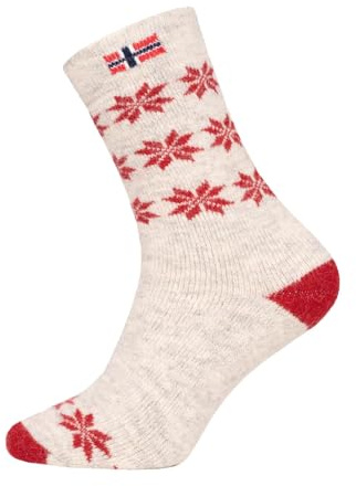 Une paire de chaussettes norvégiennes pour homme et femme Snowflake Design Nordic Socks Chaussettes douillettes en 80 % laine Chaussettes épaisses Hyggelig Chaudes – Résistantes et intemporelles