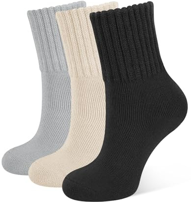 CLOSEMATE 3 Paia Calzini Spugna Termici Donna Invernali Morbidi Antigelo Calze Spesse per Sport e Casa con Taglie 1Nero 1Beige 1Grigio Chiaro 35-42