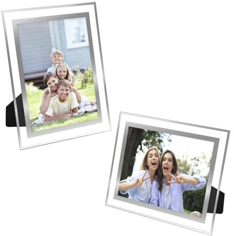 QWORK® 2 Pezzi Cornici Foto 15 x 20 cm, Cornici per Foto in Vetro, Cornici Portafoto a Doppio Uso, per Matrimoni, Compleanni