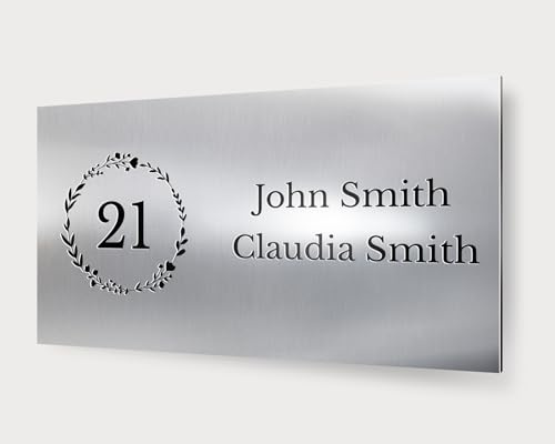 LIENZODECOR Targhetta Personalizzata 6x2 cm | Porta Ingresso | Etichette per Cassetta Posta Numeri e Nomi | Targa Postale