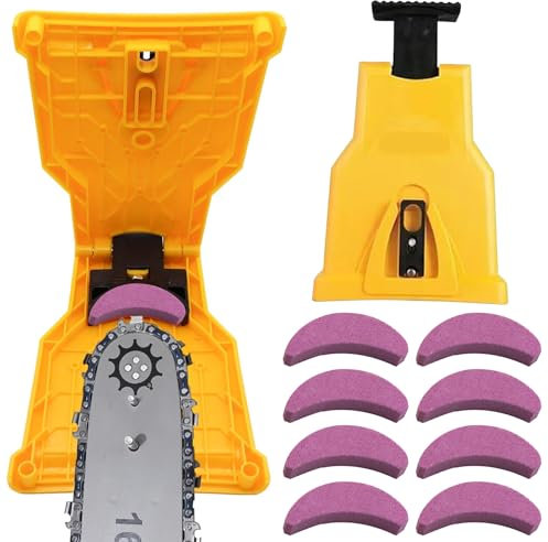 Afilador de cadena motosierra universal, afilador de cadena motosierra, afilador de cadena motosierra con 8 piedras de afilar, rápido afilador de cadena herramienta para leñadores