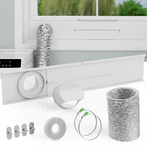 Kit de ventana de ventilación de secadora, kit de ventilación ajustable con cubierta de ventilación de secadora al aire libre, manguera de escape de secadora de 4 pulgadas, paneles de sellado de
