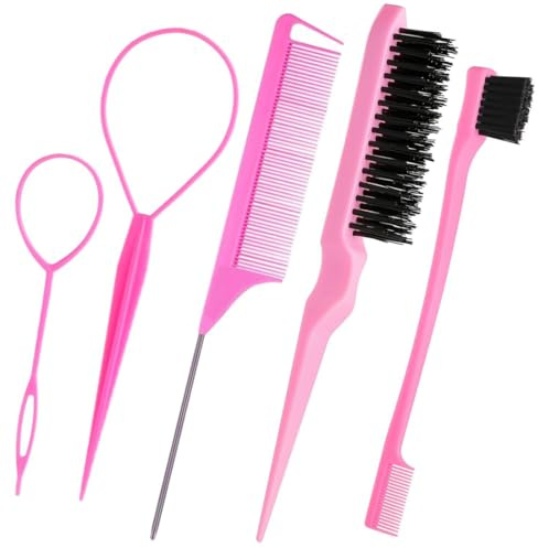 JEYORZY Lot de 5 Accessoires de Coiffure, Outil de Queue de Cheveux, Coiffure accessoires Outil de Coiffure, Aides à la coiffure pour chignon, twist, Outils Tressage pour Femmes et Filles Convient