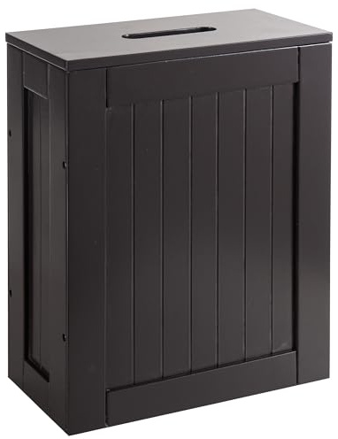HYLT Bathroom Storage Unit – Freestanding Toilet Roll Cabinet & Slim Wooden Organizer – Compact Multi-Purpose Storage Box for Toilet Rolls, Cleaning Supplies & Toiletries (Brown)
