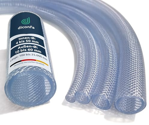 diconfa PVC Schlauch Gewebeschlauch Durchmesser 50/60 mm, 0,5m 50cm lang