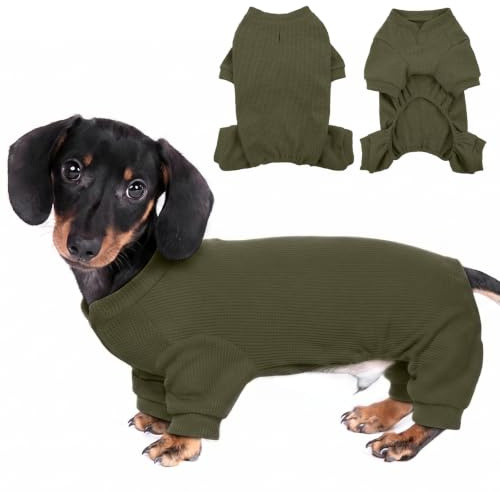 Hundkroppsdräkt – andningsbar husdjurspyjamas med ben, stretchig hundbody för fällning, mjuk återhämtningsdräkt alternativ till kon efter kirurgi, efter operation kirurgisk skjorta för små hundar