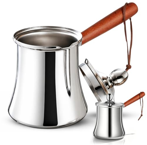 Caffettiera turca da 720 ml, in acciaio inox, con beccuccio e coperchio, per caffè turco, burro, latte, marmellata e burro