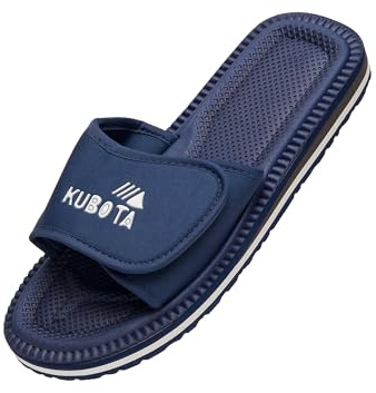 Kubota Badelatschen mit Klettverschluss Herren, Pantoletten, Hausschuhe, Badeschuhe für Strand, Badesandalen Sommer, Schuhe fur Dusch und Sauna - Dunkelblau 43