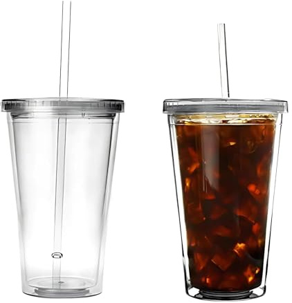 bar@drinkstuff Double Wall Plastic Cup 473ml/16oz, Pack of 2
