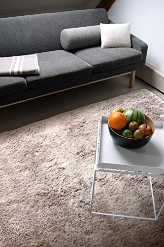floor factory Moderner Teppich Delight Taupe 200x290cm - edler Designer Teppich mit flauschig weichem Flor