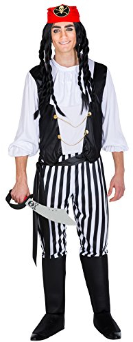 tectake dressforfun Herrenkostüm Pirat Captain | Hose mit integrierten Stiefelstulpen + Bandana & Bindegürtel | Seeräuber Verkleidung (XL | Nr. 300699)