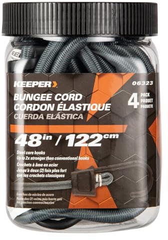 Keeper - 48” Bungee Cord With SST Hooks, 4 Pack - UV and Weather-Resistant