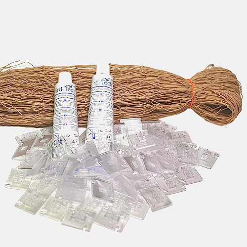 Bird-Tech TM Katzennetz für Balkon und Vögel Steinfarbe + 100 Haken + 2 Transparent Kleber 80ml (8X3 MTS)