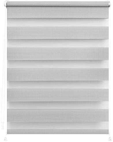 Lichtblick Doppelrollo ohne Bohren mit Verspannung, Trendfarben, stufenlos verstellbar, einfache Montage, für Fenster Grau, 100 cm x 150 cm (B x L)