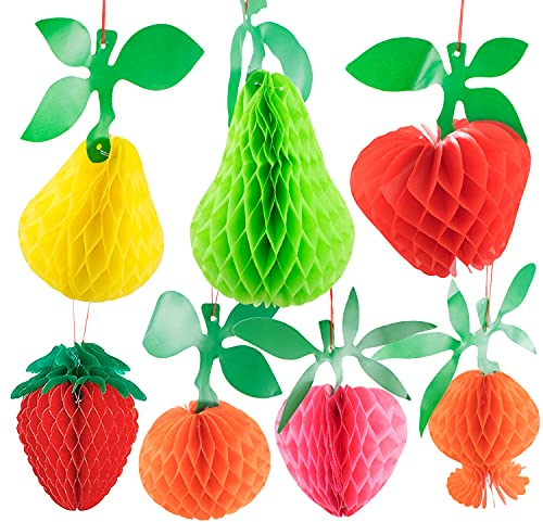 14 Stück Papier Erdbeere Honeycomb Ball Obst Sommer Party Deko Set Hängende Papierfächer Seidenpapier Erdbeere Ball für Hawaiian Luau Strand Geburtstag Hochzeit Foto Hintergrund