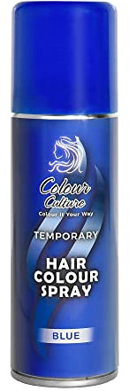 Colour Culture Hair Colour Spray 125ml-Blue, Temporary Coloured Hair Dye, Hurtless Easy Wash-Out Hairspray, Washable Hair Colour Spray for Halloween & Theme Party, Fancy Dress Up, For Kids Adults