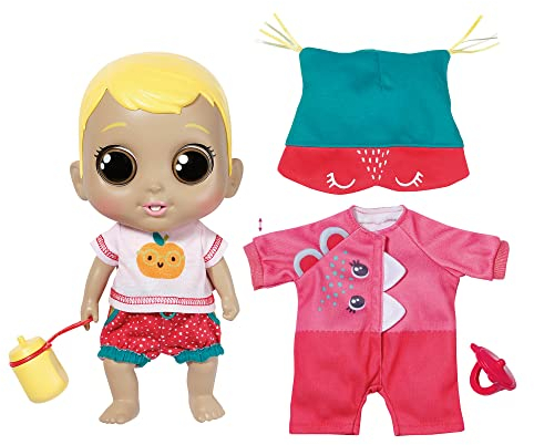 CHOU CHOU Baby Luca, 30 cm große Babypuppe mit beweglichen Augen und lustigen Soundfunktionen, inklusive Shirt, Hose, Mütze, Strampler, Flasche und Schnuller, 905562 Zapf Creation