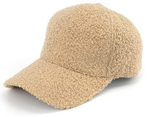 Gorra de béisbol de Invierno cálida y esponjosa, para Mujer y Hombre, de Forro Polar, de Lana de Cordero, Gorro de béisbol, Caqui, Talla única