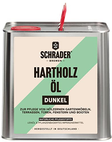 Schrader Mörk lövträolja – vårdprodukter för utomhusbruk, terrasser, trädgårdsmöbler – skyddsolja, impregneringsmedel, träskydd – 2 500 ml – tillverkad i Tyskland