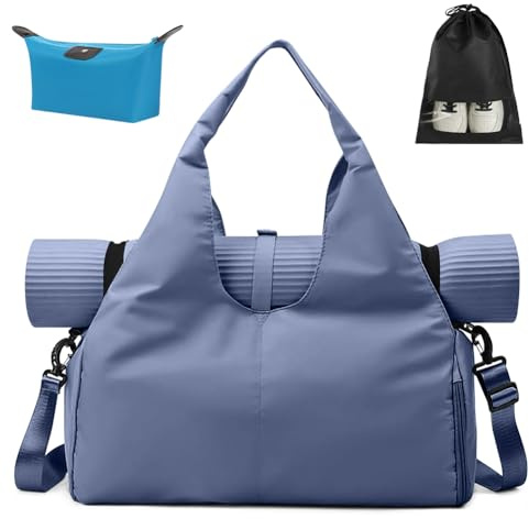 Aucuu Borsone Palestra, Borsone da Viaggio, Borsa da Palestra per Yoga Pilates,Borsone Palestra Sportiva Impermeabile,con Scomparto Scarpe,Grande Capacità Borsa per Sport/Viaggi,Tappetino non incluso