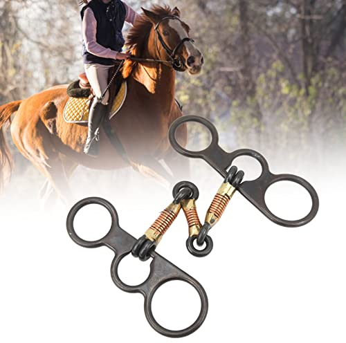 BestAlice Pferdetrense, Trensengebiss aus Edelstahl, Pferdegebiss für das Kautraining, Pferdegebiss mit Westernblattmuster, Karbonstahl, Kupfer, mit Ringgelenk für Pferdefarm
