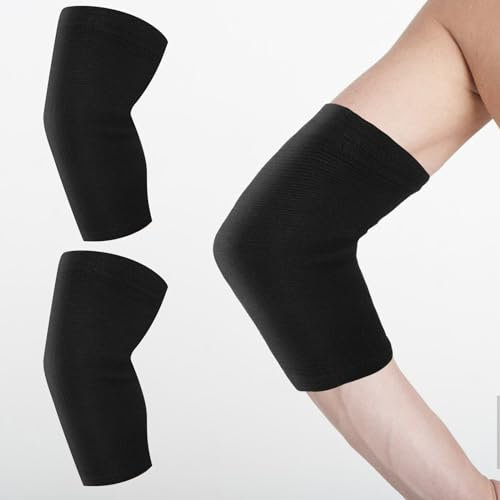 COMNICO Elbow Compression Sleeve Nylon Elbow Brace Arm Forearm Support Pads Reduce Tennis Golfers Elbow Joint Pain for Men Women Weightlifting Sports (Black)