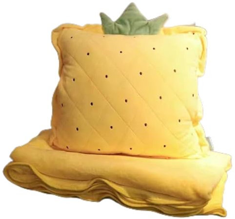 Hixingo Manta de Viaje y Cojin 2 en 1, Manta de Cojín de Viaje, Manta de Avión, Manta Portátil y Almohada en Uno para Coche, Oficina, Hogar, Dormir, Siesta (Piña,100x80cm)