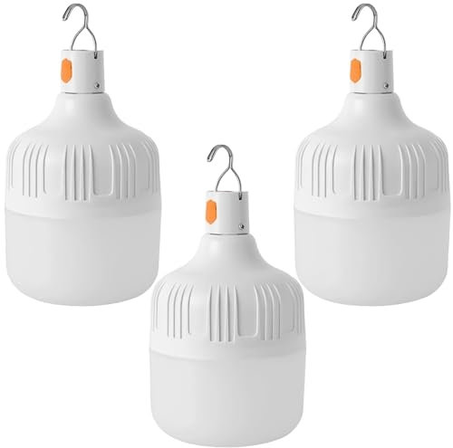 GOMETY 3 Stück LED Campinglampe, USB Wiederaufladbare Camping Laterne Superhell Zeltlampe 3 Leuchtmodi Batteriebetriebene Camping Licht Tragbare für Outdoor Angeln Wandern Stromausfall Notfall