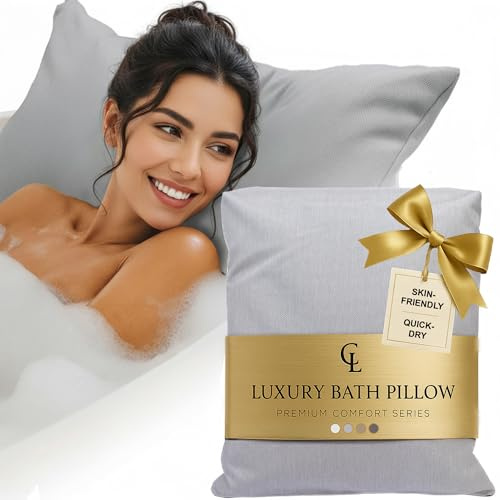 Almohada bañera Adulto - Gruesa y cómoda, para Soporte de Cabeza, Cuello y Espalda - Cojin bañera Lavable y de Secado rápido, baño Relajante en casa - Gris Claro