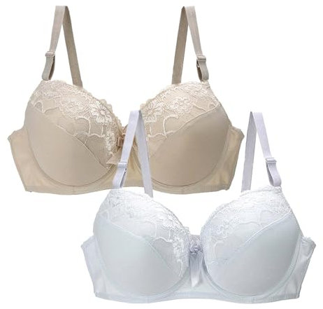 sexy push up wireless bras for women 2 Pack Bras for Women Plus Size Push Up Underwire Comfort Wireless Seamless Multipack Bralette Sexy Padded Lace Bras Soft Full todays+daily+deals Blue 42B