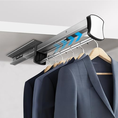 HONZUEN Perchero extensible de 35 cm, barra extensible para colgar ropa, barra telescópica con cierre suave, barra ajustable para ahorrar espacio, soporta 14-16 pantalones, carga resistente de 45 kg