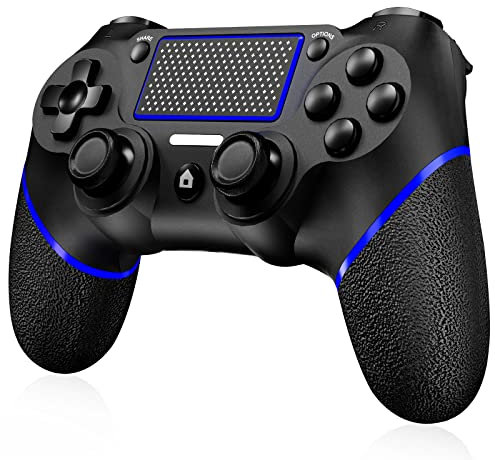 JoyPlay Wireless Game Controller for P-S4, Compatible with P-S4/Slim/Pro, Dual Vibration, 6-Axis Gyro Sensor, High Precision Touch Panel, Audio Jack, 360° Joystick Precise Control -Blue