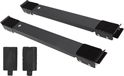 Gonetre Lot de 2 roulettes pour Meubles et Appareils électroménagers, Robustes, Extensibles, Réglables, en Acier, Nylon et Silicone, Support Mobile pour Machine à Laver, Réfrigérateur, (Noir)