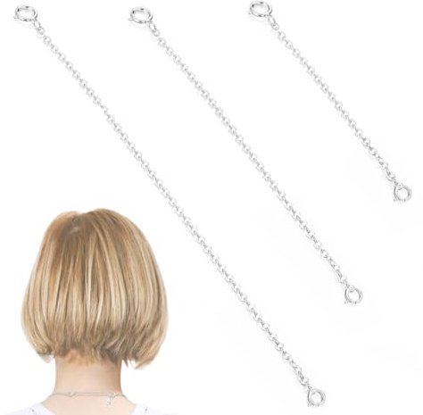 Förlängningskedja, 3 st silverkedja förlängningskedja sterling förlängningskedja för smyckestillverkning för att förlänga dina halsband och armband (3/5/8 cm)