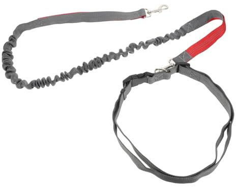 MOTHNUR Guinzaglio per Cani da Corsa Mani Libere Regolabile in Vita con Doppia Fibbia Corda Tracolla Resistente in Poliestere per Passeggiate e Addestramento Adatto Tutte le Grigio Rosso
