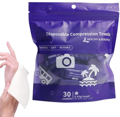 Komprimerade Handdukar Absorberande Tissue 30 Stycken | Tvättlappar Tabletter Komprimerade Ansiktshanddukar För Camping, Badrum, , Hotell, Gym, Spa Center, Smink, Dusch