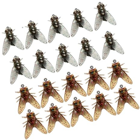 OAJABBGE 20 Piezas Cebos De Pesca con Mosca Anzuelos Blandos con Accesorios Anzuelo para Señuelos Agua Dulce Y Agua Salada