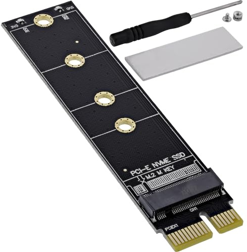 Inline PCIe x1 gränssnittskort till M.2 NVMe SSD, adapter för Key M/B+M, SSD-format 2230-2280, inklusive kylflänsar och tillbehör, 76619H