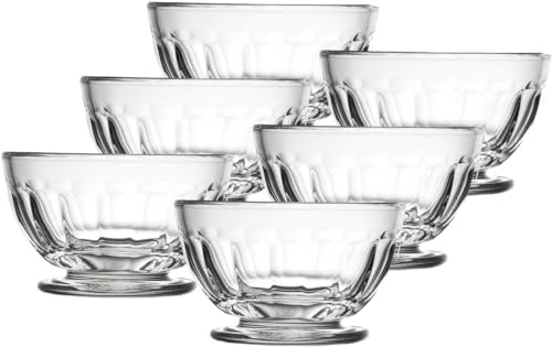 La Rochere Perigord Mini Glass Bowls Set of 6 – Classic French Mini Footed Bowls with Faceted Ribbed Design – Pressed Small Glass Dessert Cups for Fruit, Ice Cream & Elegant Entertaining (4.5 Oz)