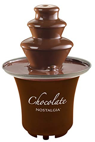 Nostalgia 3 Tier Electric Chocolate Fondue Fountain Machine for Parties - Melts Cheese, Queso, Candy, and Liqueur - Dip Strawberries, Apple Wedges, Vegetables, and More - 8-Ounce - Brown