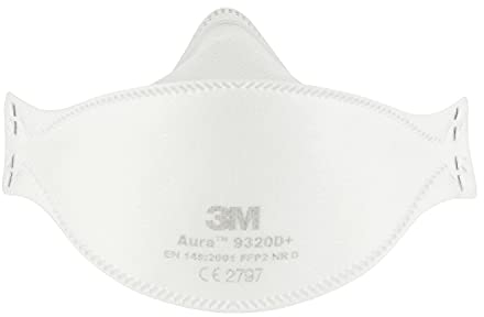 3M Aura Masque Respiratoire Jetable Contre les Particules 3M 9320D+ Aura, FFP2, sans Valve, 3/PCK